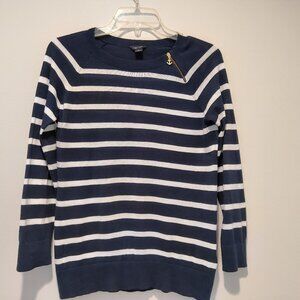 Nautica Blue and White Stripes Sweater 100% Cotton Size S